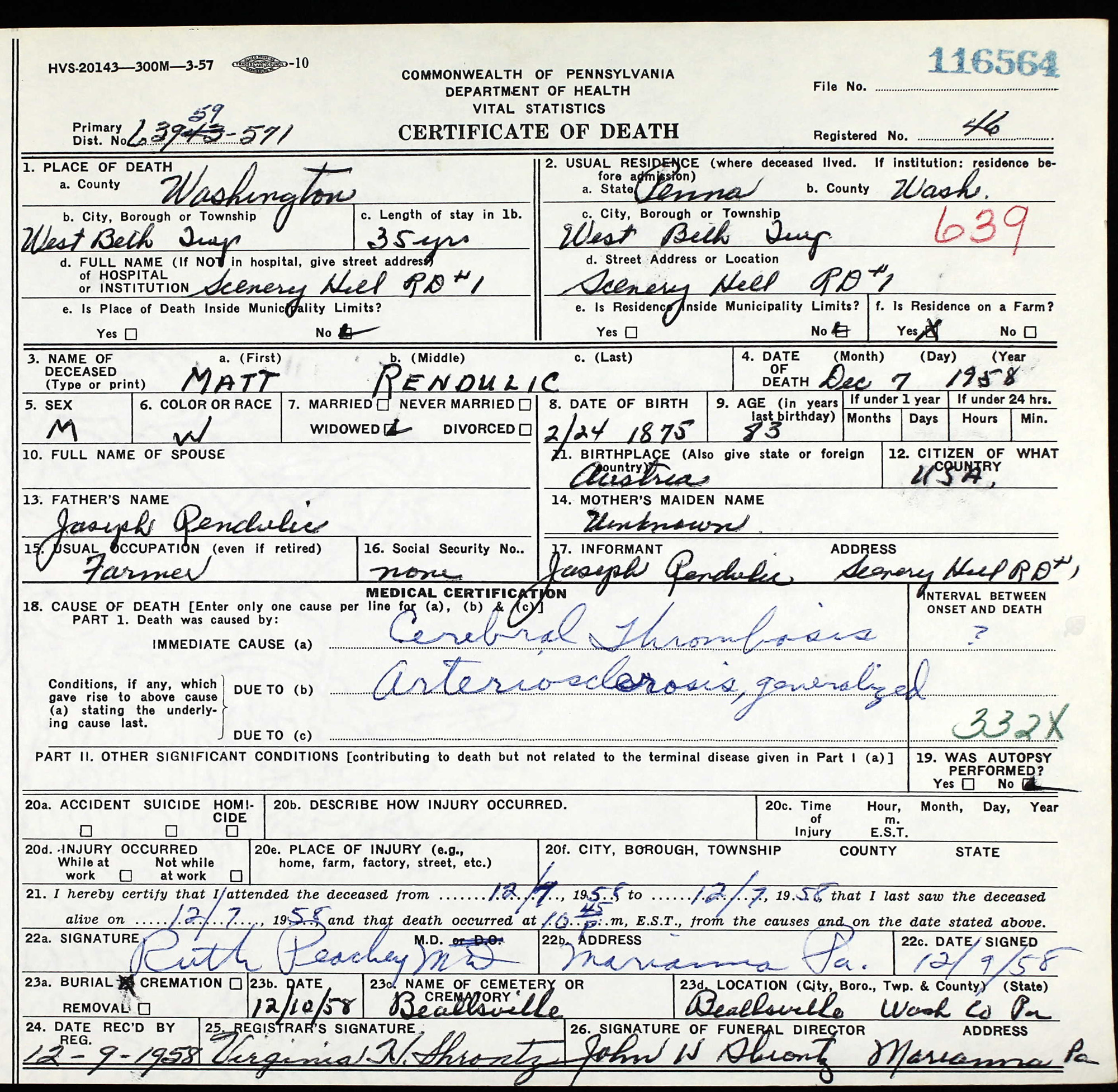 death certificate